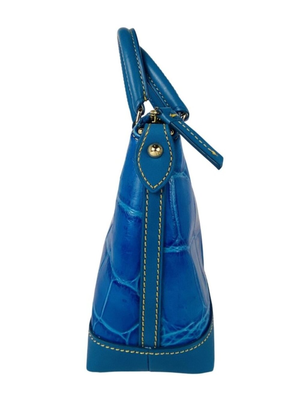 Dooney & Bourke Turquoise Croco Embossed Leather Small/Med Satchel Gold Hardware - Picture 4 of 16